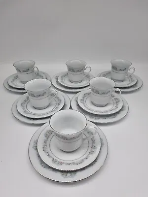 Buy 6 Crown Ming Fine China Trios Jian Shiang Stunning Floral Tea Cup Set • 19.95£