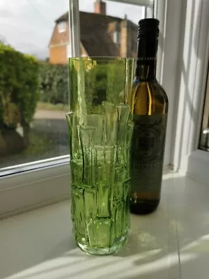 Buy Vintage Swedish Aseda 'Bamboo' Green Art Glass Vase By Bo Bergstrom C1960's • 48£