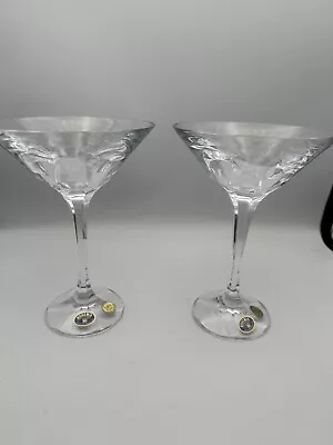 Buy Bohemia Czech Republic Crystal Martini Glasses Pair~~~New • 19.17£