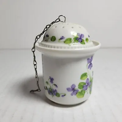 Buy AK Kaiser West Germany Tea Ball Strainer Infuser With Caddy Purple Violets CHIP • 24£