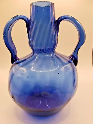 Buy Blue Blown Glass Vase With 2 Arms • 19.17£