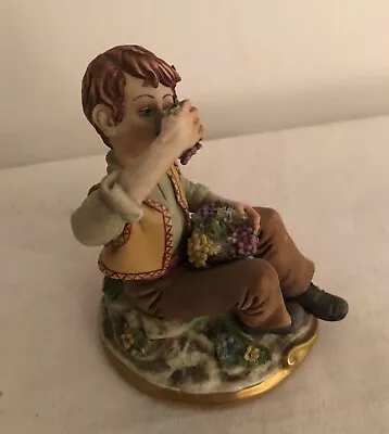 Buy A Very Nice Small Original Capo-Di-Monte Vintage China Figure Boy Eating Grapes • 39.95£