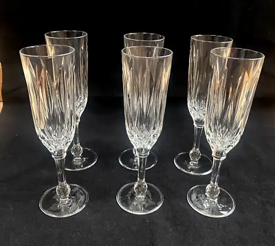 Buy Crystal Champagne Flutes Glasses Clear Cut Glass Set Of 6 Height 19cm Approx • 29.99£