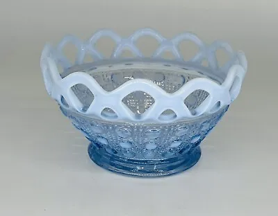 Buy Imperial Glass Katy Blue Depression Glass Opalescent Lace Edge Bowl 1920’s. • 23.74£