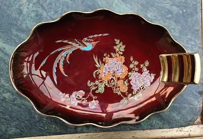 Buy Vintage Carlton Ware 'rouge Royale',bird Of Paradise Shallow Dish With Dragonfly • 9.99£