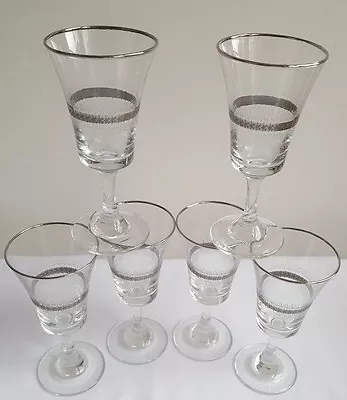 Buy Vintage/Retro Dema Sovereign Sherry Glases X 6 With Sliver Pattern • 12.18£