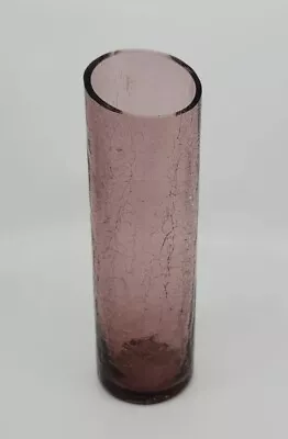 Buy Vintage Amethyst Crackle Glass Cylinder Shape Vase 5.75  • 15.18£