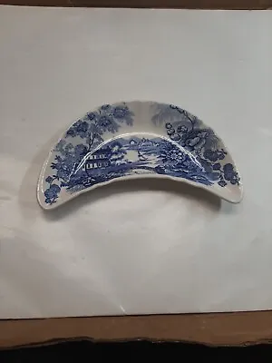 Buy Vintage  Tonquin Royal Crownford Crescent Blue And White Dish • 9.60£
