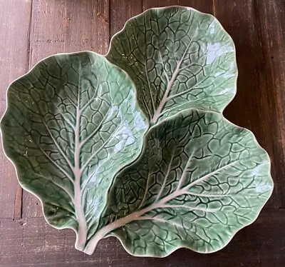 Buy Vintage Bordallio Pinherio Green Cabbage 3 Leaves Serving Bowl  Platter EUC • 40.48£