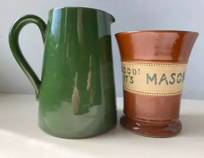 Buy Langley Ware Masons Pot And Green Milk Jug - Vgc • 4.99£