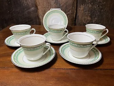 Buy Vintage 1950s Portland Pottery Cobridge Part Tea Set - Green Ribbon Design • 9.99£