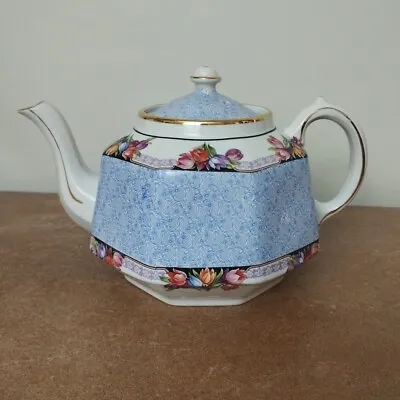 Buy Vintage, C.1930 Gibsons England, Floral & Blue Swirl Teapot, 2.25 Pints Capacity • 6.95£
