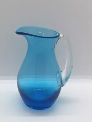 Buy Vintage Blue Glass Jug With Applied Handle 4  • 9.95£