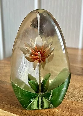 Buy Vintage Etched Glass Paperweight Flower Reverse Painted Mats Jonasson Style 3.5” • 12£
