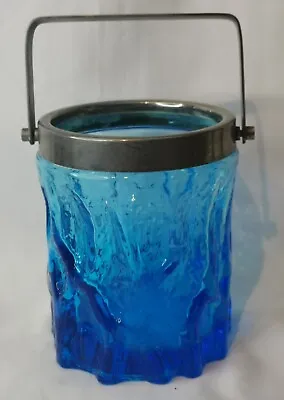 Buy Blue Bark Glass Ice Bucket With Handle 1930's Art Deco • 175£