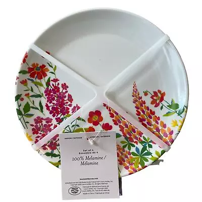 Buy LAURA ASHLEY Melamine Pop Of Color Spring Floral 8  Appetizer Plate Set Of 4 NEW • 32.21£