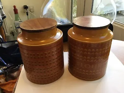 Buy 2 Vintage MCM Large Hornsea Pottery Saffron Storage Jars Container Kitchen • 16£