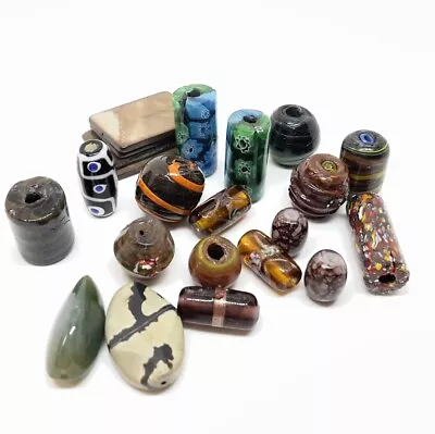 Buy Glass Trade Beads MOP & Agate Millefiori Art Glass DZI Pottery Bead • 18£