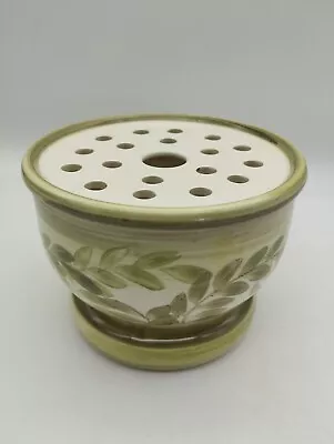 Buy Jersey Pottery Planter & Lid / Detachable Frog Vase Green Leaves *READ DESCRIPTI • 8.99£