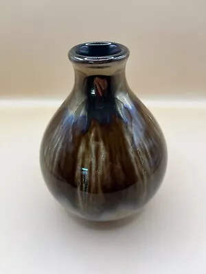 Buy Poole Pottery Golden Brown Glaze Vase Height 14 Cm By 10 Cm Width • 25.99£
