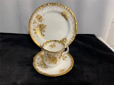 Buy Hammersley Bone China Trio Plate Cup & Saucer Golden Gold Rose G 113 • 33.77£