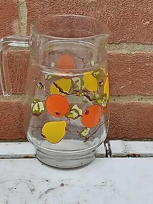 Buy Vintage Retro Glass Fruit Jug, Summer Fruits, Thick Glass, 20cm Tall, Excel Cond • 11.99£