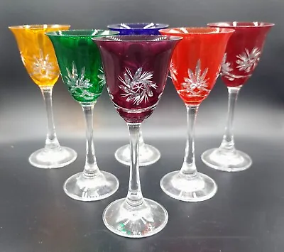 Buy Czech Bohemian Crystal Glass Handmade - Vodka Glass- 6 Pcs Multicolor • 43.56£