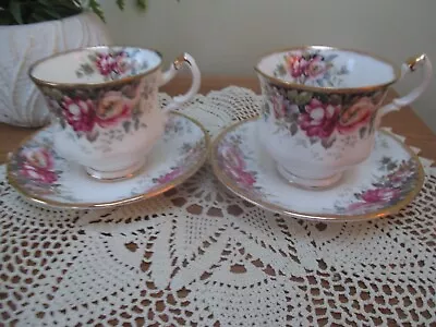 Buy 2 Pretty Queens China   Tea Cups And Saucers Rare  Design 'summer Rose' • 14£