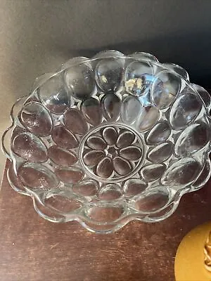 Buy Vintage Clear Glass Jeanette Thumbprint Large Bowl • 12.15£
