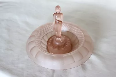 Buy Art Deco Small Pink Glass Centrepiece Bowl And Figurine By Schweig Muller • 32.99£