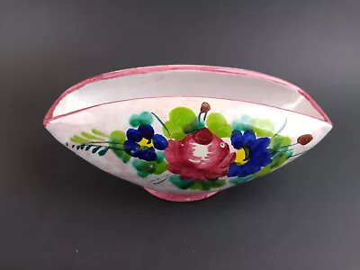 Buy Italy Hand Painted Art Pottery Pinched Bowl Signed MN Red Rose Floral Italian • 26.96£