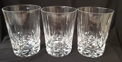 Buy Vintage Whiskey Glass / Tumblers X 3 Crystal Cut Glass Heavy Base 10.5 Cm • 25£