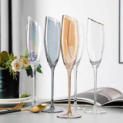Buy Champagne Flutes Gift Box Lead Free Crystal Clear Glass Tall Perfect Size Champ • 25.99£