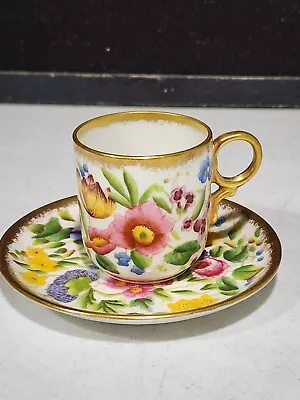 Buy Hammersley Bone China Hand Painted QUEEN ANNE Chintz Demitasse Cup And Saucer • 116£