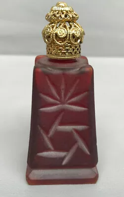 Buy Rare Antique Art Deco Bohemian Moser Perfume Bottle Ruby Red Satin Glass • 158.53£