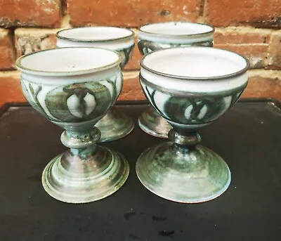 Buy Dworski, Rye, Aldermaston Art Pottery Goblets Set Of Four Blue Green 18cms • 39.99£