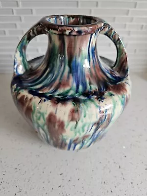 Buy Meiji Awaji Pottery Art Deco Japanese Vase Muti-color Flambe Glaze Free Shipping • 372.57£