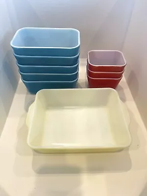 Buy VTG PYREX Primary Colors Blue/Red/Yellow Refrigerator Dish Set Lot Of 9 No Lids • 103.95£