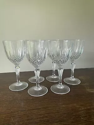 Buy Set Of 6 Crystal Cut Glass Wine Glasses Great Condition 6.5  Tall - 150ml Size • 25£