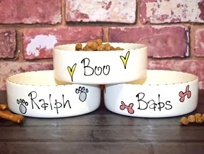 Buy Large Dog Food Bowl Hand Painted Personalised Ceramic Dog Bowl 25cm Dog Gift • 20.99£