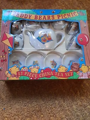 Buy Vintage Teddy Bears Picnic 12 Piece China Childs Tea Dolls Play Set Boxed 1996  • 9£