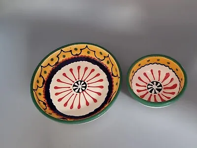 Buy 🌟2 X Verano Vibrant Spanish Ceramics Handpainted Dipping Snack Nuts Bowls🌟 • 12£