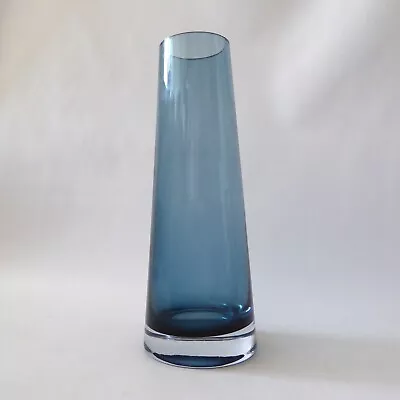 Buy Riihimaen Lasi Oy Vintage Glass Tapered Vase 1364 Riihimaki Finland Midnight Blu • 22£