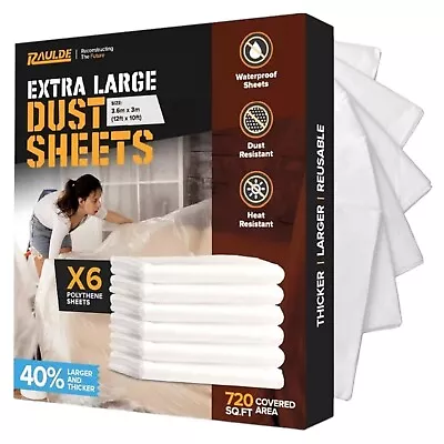 Buy 4-24 Large Dust Sheets 3.6M Decorating Painters Clear Plastic Polythene Covers • 13.95£