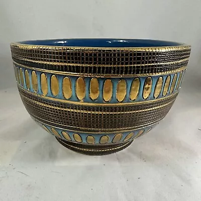 Buy Vtg Mcm Bitossi Seta Pottery Bowl Rare Italy Signed Blue Gold B 7 1/2” X 4 3/4” • 213.73£