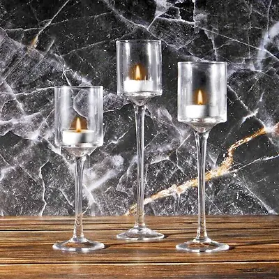 Buy Luxury Tall Glass Candle Holder Set • 9.99£