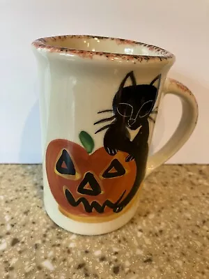 Buy Emerson Creek Pottery 8 Oz Tea/Coffee Cup Mug-Black Cat & Pumpkin • 8.06£