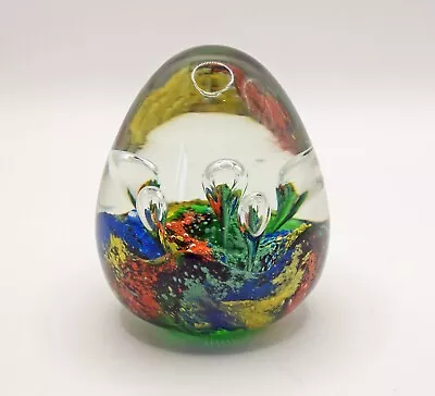 Buy Vintage Maltese Mdina Art Glass Paperweight 'Wave Of Colour And Trapped Bubbles' • 14£
