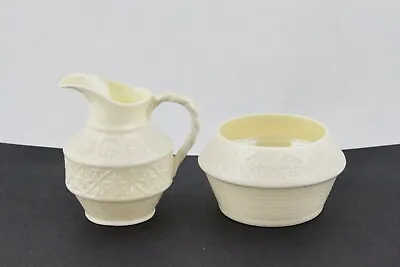 Buy Belleek Fine China  Creamer & Open Sugar Bowl Set In Cleary Pattern - Mint • 47.95£