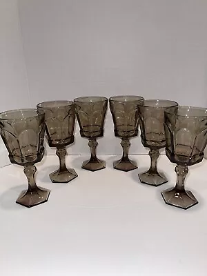 Buy 6 Vintage Fostoria Brown 7 1/4” Water Goblets Glasses • 52.92£